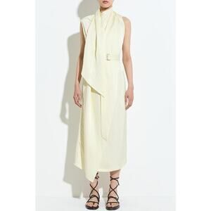 Christian Wijnants Dera Midi Dress with Shawl and Belt in Vanilla FR 34 US 2